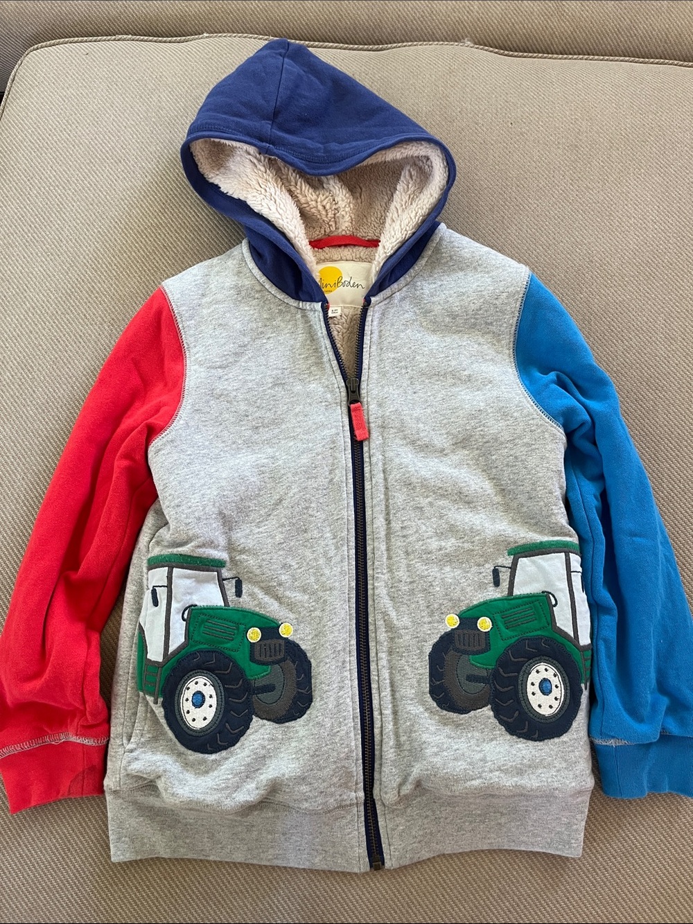 Mini Boden Tractor Sherpa Hoodie (size 8/9)